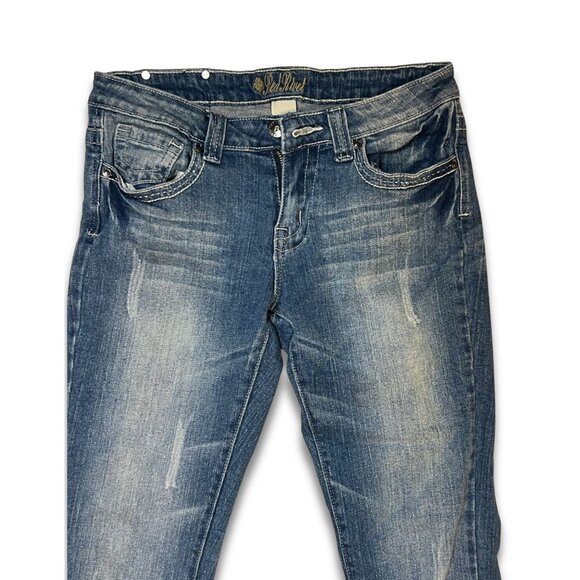 Z. Co. Womens Bootcut Jeans Size 3 Blue Distressed Denim with Embroidered Back P - Picture 4 of 7